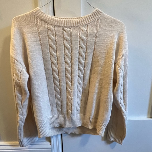 Miou Muse Cream Light Cable Knit Sweater - Picture 1 of 5